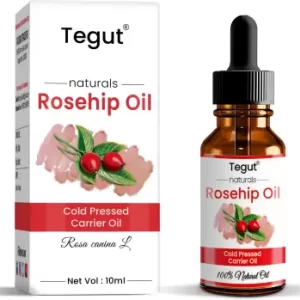 Tegut Rosehip Seed Oil - Cold Pressed Pure & Undiluted Carrier Oil for Skin Lightening, Stretch Marks, Acne Scars, Wrinkles, Aging (10 ml) (Pack of 1) (10 ml)