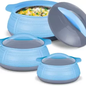 MILTON Adore Jr. Insulated Inner Stainless Steel Casserole, Set of 3, Turquoise Pack of 3 Serve Casserole Set