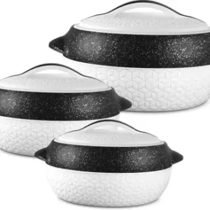 MILTON Matrix Inner Stainless Steel Vacuum Insulated Casserole Pack of 3 Serve Casserole Set (450 ml, 830 ml, 1370 ml)
