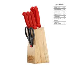 Glare Steel Knife 7PIC KNIFE WITH WOOD BLOCK(Pack of 1)