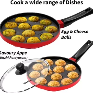 Hawkins Appe Pan /Muffin Maker (12 Cups) NAPE22G Paniarakkal with Lid 1.5 L capacity 22 cm diameter (Aluminium, Non-stick)