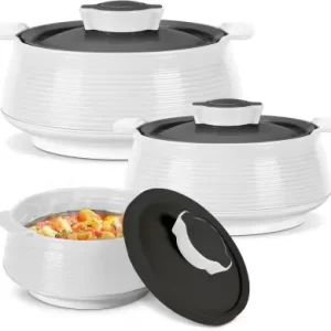 MILTON Venice Regular Insulated Inner Stainless Steel Casserole (450 ml,850 ml,1.35Ltr) Pack of 3 Thermoware Casserole Set (850 ml, 1350 ml, 1850 ml)