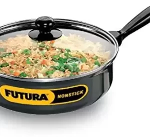 Hawkins FUTURA NONSTICK Sauté Pan 3.25 Litre with Glass lid Curry Pan 26 cm diameter with Lid 3.25 L capacity (Hard Anodised, Non-stick)