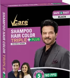 Vcare Shampoo Hair Color, Black, 25 ml, (Pack Of 5) , Black